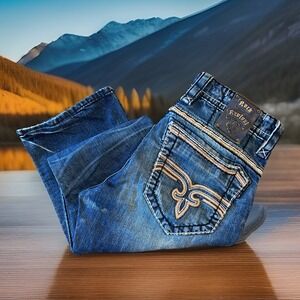 Rock Revival Johnathan Straight Jeans Men 32 X 33 Inseam Blue